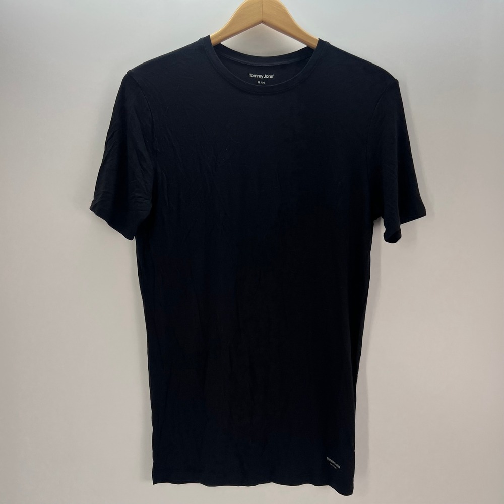 Tommy John Mens Second Skin Stay Tucked Crew Neck Tee Black Medium 1004120
